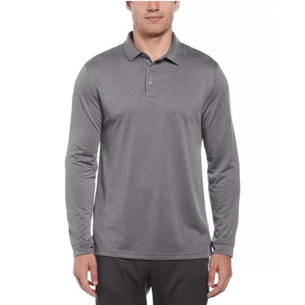 NWT PGA Tour caviar dark gray long sleeve polo Mens Medium